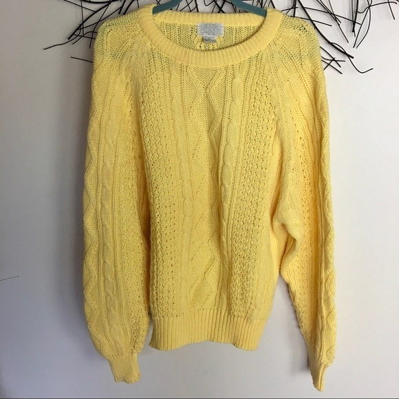 Vintage yellow cable knit sweater. South channel - Picture 3 of 11